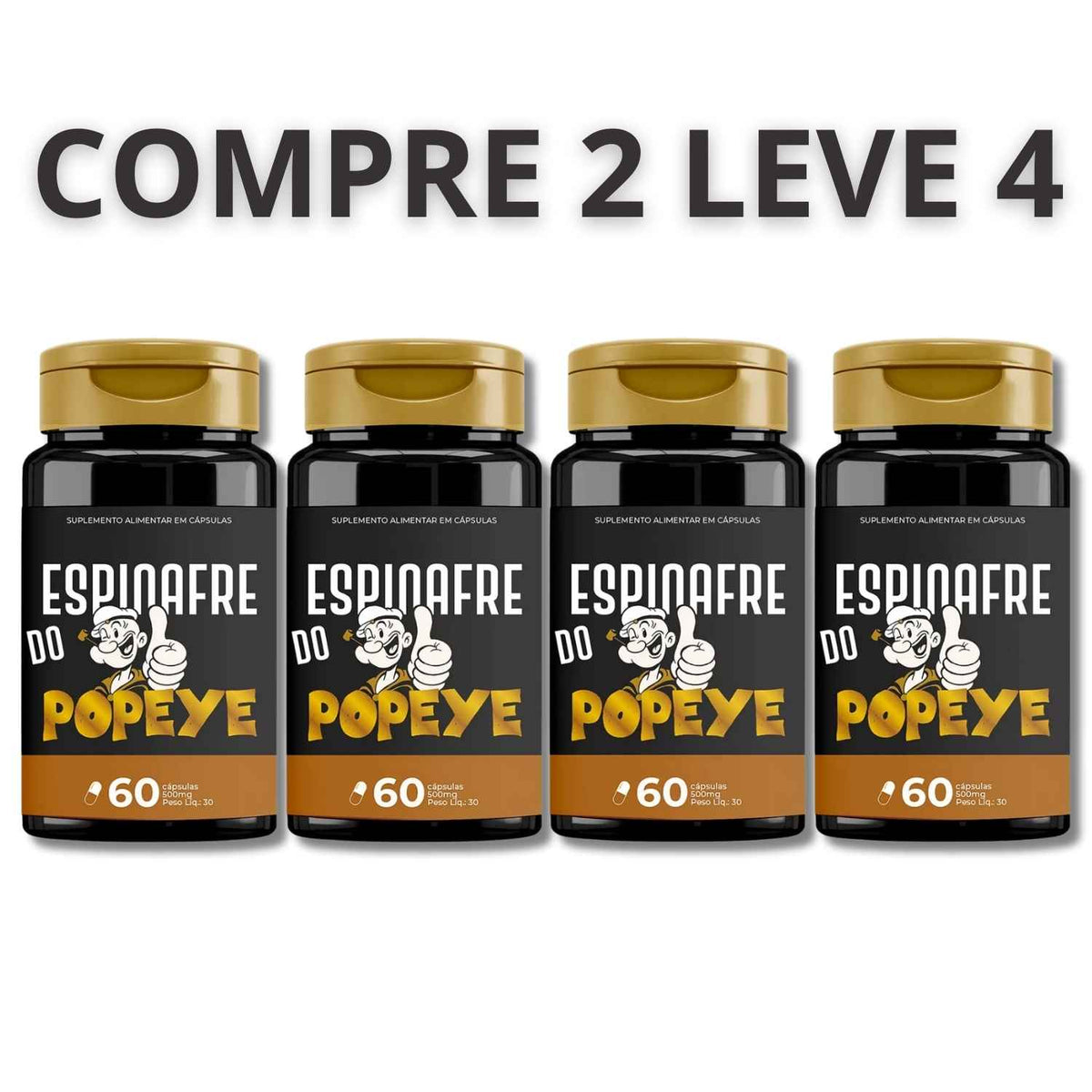 Espinafre do Popeye 60 Cápsulas – Suporte Para Vitalidade e Energia Masculina